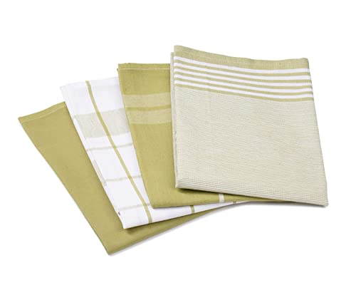 (-54%) Gözze - Geschirrtuch-Set, 4-teilig, 100% Baumwoll-Jacquard-Stoff, hohe Materialdichte (200 g/m²), 50 x 70 cm - Lindgrün