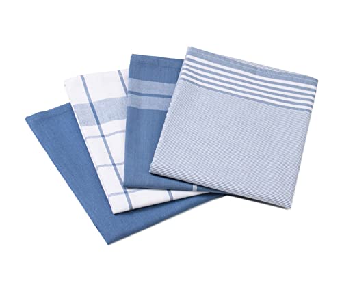 🔥 STARKER PREIS (-46%) Gözze - Geschirrtuch-Set, 4-teilig, 100% Baumwoll-Jacquard-Stoff, hohe Materialdichte (200 g/m²), 50 x 70 cm - Blau