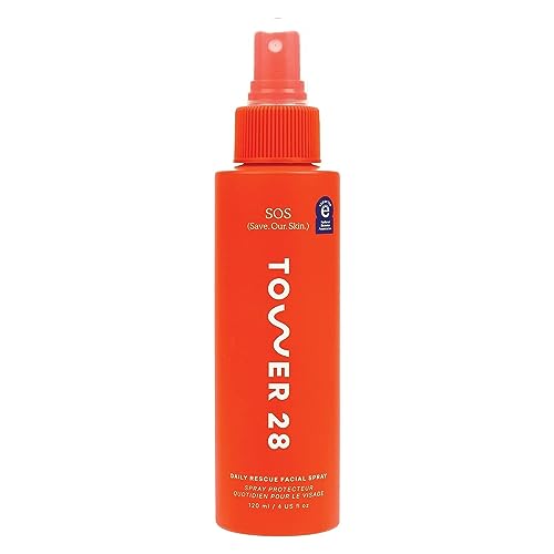Tower 28 SOS Daily Rescue Facial Spray for Sensitive Skin, Hypochlorous Acid Spray Helps Reduce Redness and Breakouts, Full Size Toner for Face, 4 FL Oz
