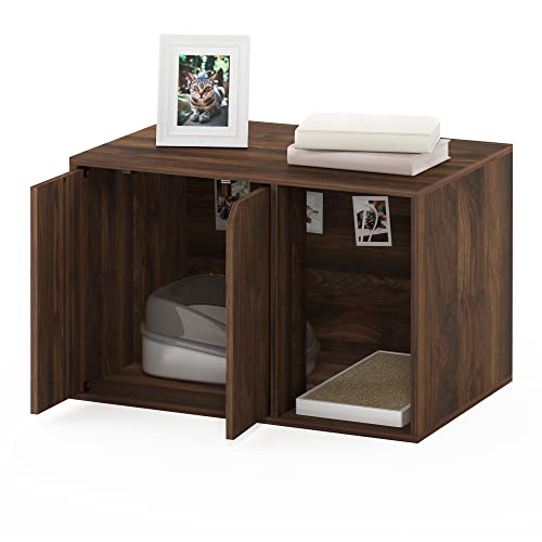 Furinno Peli Litter Box Enclosure, Small, Columbia Walnut