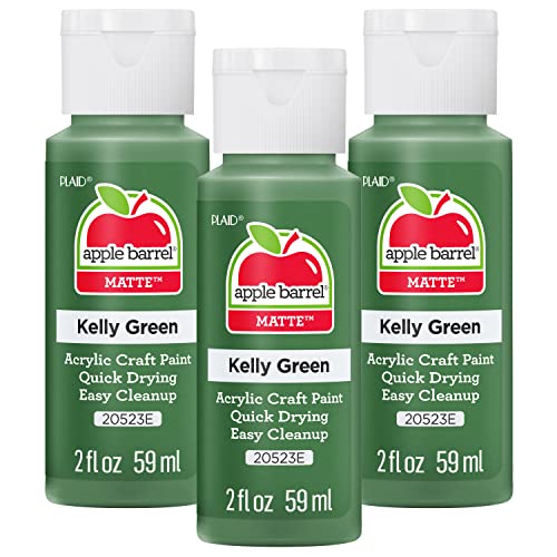 Apple Barrel Acrylic, Kelly Green 2 oz, 20523EA Paint, 2 Fl Oz (Pack of 3), 6