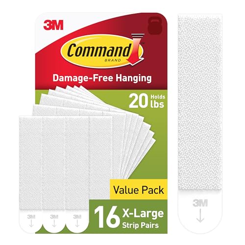 Command 20 lb XL Heavyweight Picture Hanging Strips 16 Pairs (32 Command Strips), Damage-Free Hanging Picture Hangers, Heavy Duty Wall Hanging Strips for Home Decor, White Adhesive Strips