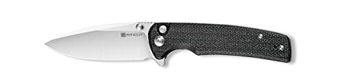 SENCUT Sachse Pocket Knife Folding Knife for EDC, Black Micarta Handle Satin 9Cr18MoV Blade Foldable Small Knife with Clip, Button Lock Everyday Carry Knife for Men Women Indoor Outdoor Gift S21007-1