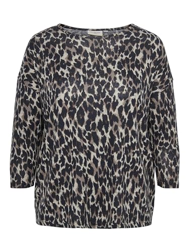 (-49%) ONLY CARMAKOMA Damen Caralba 3/4 Noos Top, Taupe Gray/Aop:anita Leo, 46-48 Große Größen EU