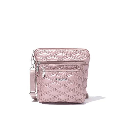 Baggallini Women's Modern Pocket Crossbody, Rose Metallic Quilt