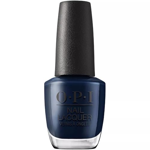 OPI Nail Lacquer Midnight Mantra | Opaque Dark Blue Crème Chip Resistant Nail Polish | Fast Drying, Streak Free