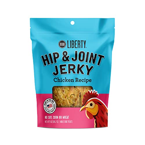 BIXBI Liberty Hip & Joint Support Chicken Jerky Dog Treats, 5 oz - USA Made Grain Free - Glucosamine, Chondroitin for Dogs - Antioxidant Rich, No Fillers