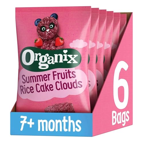 Organix Summer Fruits Rice Cake Clouds, Baby Rice Cakes Snack, Finger Food, 7+ Months, 40 g