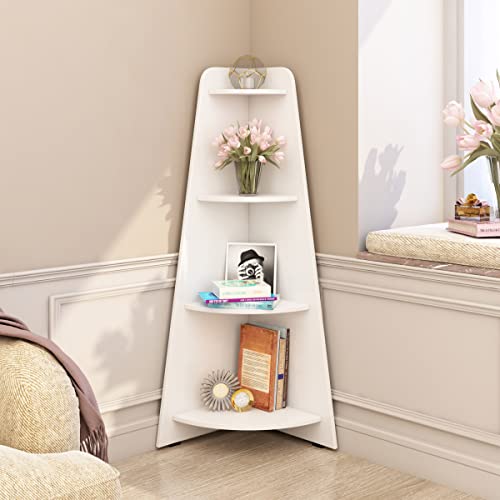 Home Centre Helios Reynan Mafra 4-Tier Corner Shelf | Engineered Wood, for Living Room | White