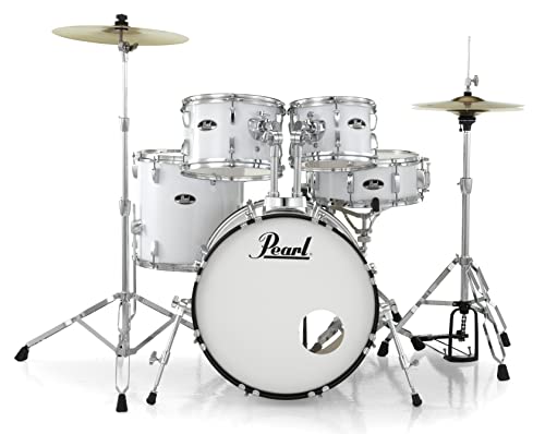 Pearl Roadshow Drum Set 5-Piece Complete Kit with Cymbals and Stands Pure White (RS505C/C33)