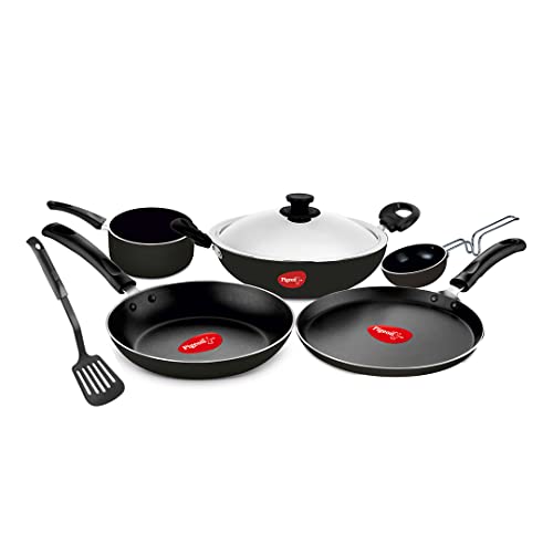 Pigeon Favourite 7 Piece Gift Set Non-Stick Coated Comes with Fry Pan, Kadhai, Lid, Sauce Pan, Spatula, Tadka Pan and a Tawa - Gas Stove Compatible (B