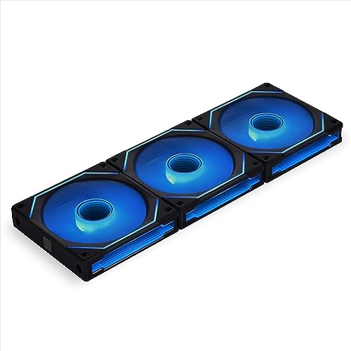 Lian Li UNL Fan SL-Infinity 120-Triple Pack-ARGB Fan (Non-Wireless) -Infinity Mirror-Daisy-Chain Design. Customizable Lighting Effects-One Cable Connection-with Controller-Black-UF-SLIN120-3B