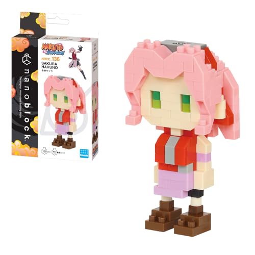 Bandai - Nanoblock - Naruto Shippuden - Figurine Sakura Haruno - Figurine en briques 160 pièces - Jeu de construction Montage Maquette - Kit Construction Jouet Enfant 12 ans et + Ado Adultes - NBCN136
