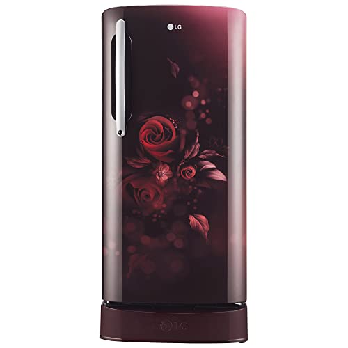 LG 201 L 5 Star Inverter Direct-Cool Single Door Refrigerator Appliance (GL-D211HSEZ, Scarlet Euphoria, Base stand with drawer, Gross Volume- 204 L)