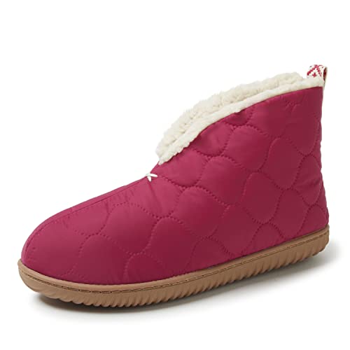 Dearfoams Women's Indoor/Outdoor Warm Up Bootie Slipper, Sangria, Large