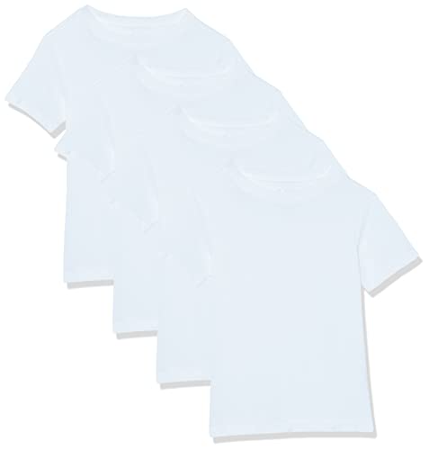 The Children's Place,Boys,Short Sleeve Undershirt,White -4 Pack,Medium