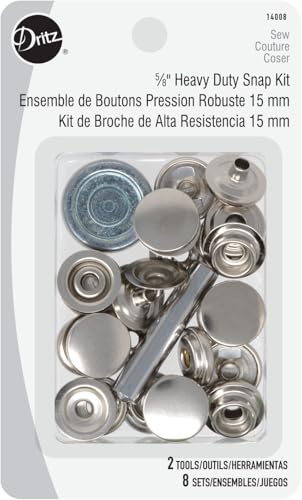 Dritz 5/8" Heavy Duty Snap Kit, 8 Sets with Tools, Silver