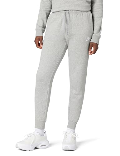 Nike Women's Sportswear Club Fleece Mid-Rise Joggers, Dark Grey Heather/White, Large