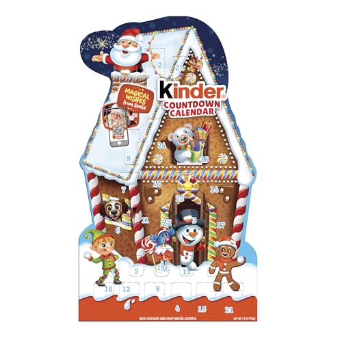 Kinder Holiday 2025 Advent Calendar, 24 Individually Wrapped Pieces, Chocolatey Candy, 6.9 oz