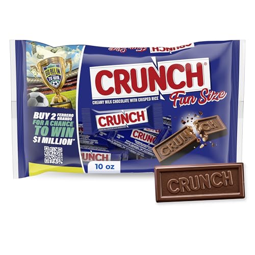 CRUNCH Milk Chocolate and Crisped Rice, Fun Size Candy Bars, 12 Bags, 10 oz Each Bag