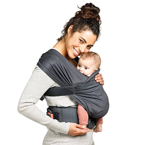 Infantino - Hug & Cuddle Adjustable Hybrid Wrap - Hybrid Baby Carrier and Sling - Simple Pressure Relief - Quilted Privacy Cover - Baby Essentials for Newborn 7-26lbs (3,2 à 11,8 kg) - Dark Grey