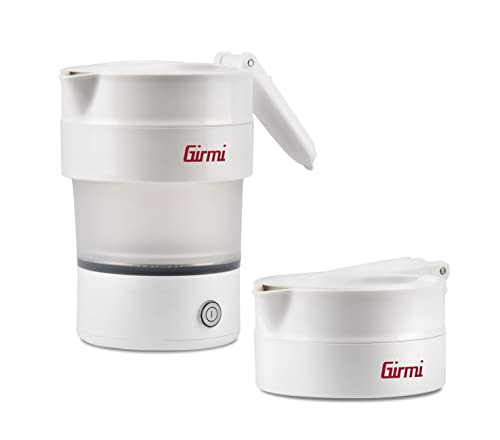 (-37%) Girmi BL03 Zusammenklappbarer Reise-Wasserkocher, Silikonkrug, 0,6 Liter Fassungsvermögen, 600 W, Platzsparend, BPA-frei, Abnehmbares Kabel, Weiß