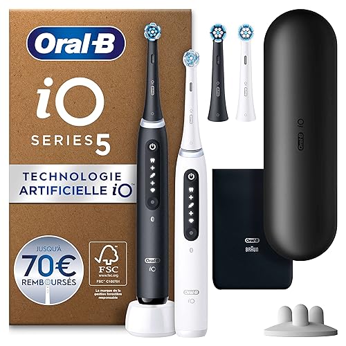 Oral-B iO Series 5 Elektrische Zahnbürste, Doppelpack, Schwarz/Weiß