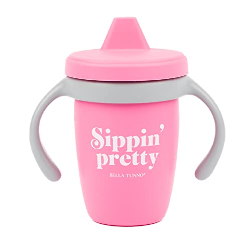 Bella Tunno Sippy Cup, Silicone Training Cup with Transition Handles for Infants, Toddlers & Kids, Babies 6-12 Months & Toddlers 1-3 Years, Boys & Girls, Sippin’ Pretty, 8 oz