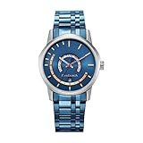 Fastrack Mens Exuberant Quartz Analog with Day and Date Blue Dial Metal Strap Watch for Guys