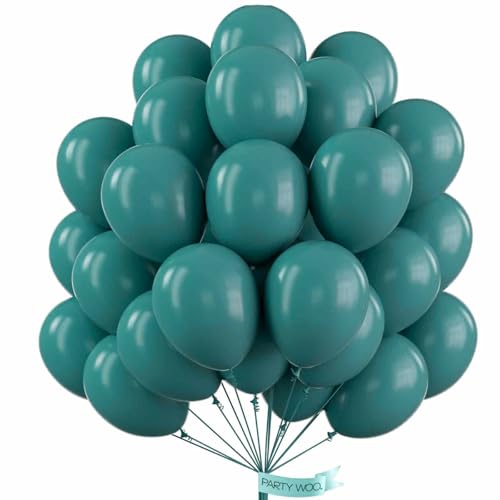 PartyWoo Slate Blue Balloons 50 pcs 12 Inch Dusty Blue Green Balloons for Graduation Baby Shower Wedding Birthday Under the Sea Gender Reveal Boho Party Decorations Blue-F22