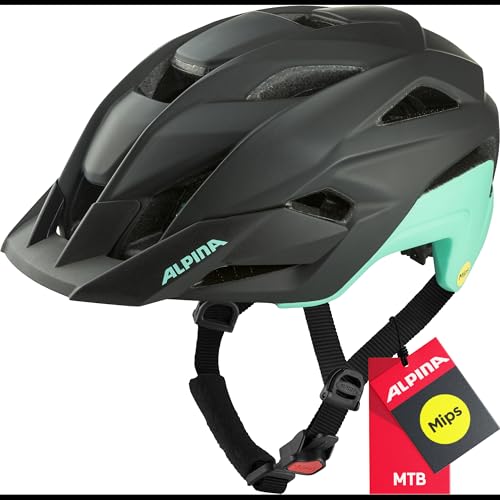 ALPINA Stan MIPS MTB-Fahrradhelm, Black-Turquoise matt, 51-55 cm