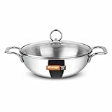 range Triply Stainless Steel Deep Kadai with Glass Lid 20 litres