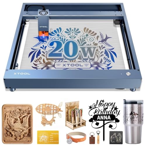 xTool D1 Pro 20W Laser Engraver, Laser Cutter and High Accuracy Laser Engraving Machine for Personalized Gift, Business Card, Class 4, 20000mW Output, Model Number MXD-K001-004
