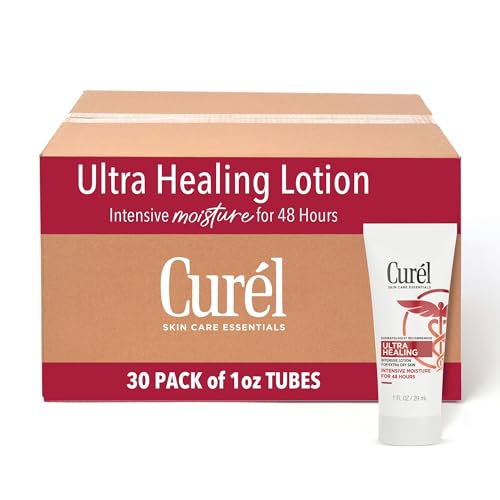 Curel Ultra Healing Intensive Fragrance-Free Lotion For Extra-Dry Skin, Dermatologist Recommended, Ideal for Sensitive Skin, Cruelty Free, Paraben Free, 1 Oz, Pack of 30