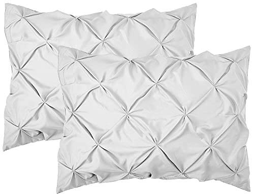 Elegant Comfort 2-Pack Sham Set Pinch Pleat Design, 1500 Premium Hotel Quality Microfiber, Stylish Design-Easy Care, Wrinkle and Stain Resistant, 2-Piece Sham Set, Pleated King, White