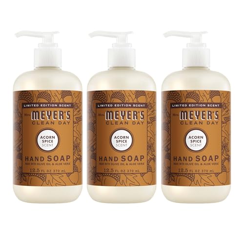 MRS. MEYER'S CLEAN DAY Hand Soap, Acorn Spice, Made with Essential Oils, 12.5 oz - Pack of 3