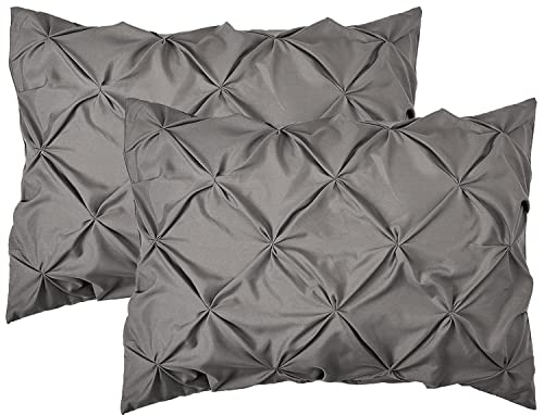 Elegant Comfort 2-Pack Sham Set Pinch Pleat Design, 1500 Premium Hotel Quality Microfiber, Stylish Design-Easy Care, Wrinkle and Stain Resistant, 2-Piece Sham Set, Pleated Standard/Queen, Grey