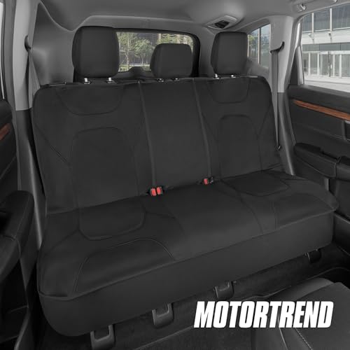 Motor Trend AquaShield Waterproof Black Rear Split Bench Seat Covers for Trucks Rear Seat Cover Only - Black Car Seat Covers, Back Seat Cover Only - Durable Neoprene Spill Resistant for Kids & Dogs