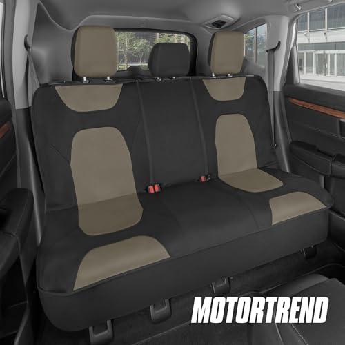 Motor Trend AquaShield Waterproof Beige Rear Split Bench Seat Covers for Trucks Rear Seat Cover Only - Black Car Seat Covers, Back Seat Cover Only - Durable Neoprene Spill Resistant for Kids & Dogs
