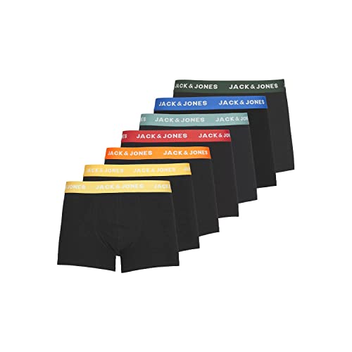 ⚡ BLITZDEAL (-67%) Jack& Jones Boxershorts 7er-Pack Basic Trunks Kurze Unterhosen Logo Print Design JACVITO, Farben:Schwarz, Größe Hosen:M