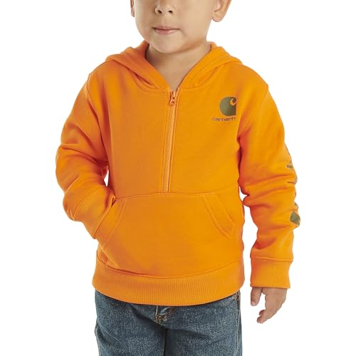 Carhartt Kid's CA6273 Long-Sleeve Half-Zip Sweatshirt - Boys - 4 Toddler - Exotic Orange