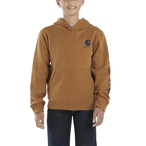 Carhartt Boys Long Sleeve Hooded Sweatshirt, Carhartt Brown, 4