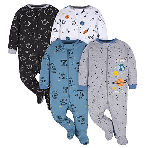 Gerber Pacote com 4 pés para bebês meninas Sleep 'N Play, Espaço, 6-9 Meses