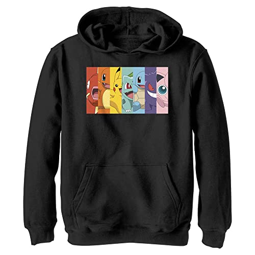 Pokemon Boys Poke Rainbow Pullover Hoodie, Black, Youth X-Large