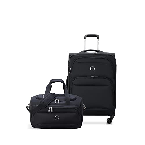 DELSEY PARIS Sky Max 2.0 Softside Expandable Luggage with Spinner Wheels, Black, Carry-on 21 Inch