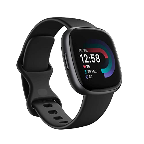 🔥 STARKER PREIS (-56%) Fitbit Google Versa 4 Smartwatch Fitness Tracker enthält eine 3 monatige Google Health Premium Mitgliedschaft, 6 Tage Akkulaufzeit – Kompatibel mit Android/iOS, Schwarz/Aluminium in Graphit