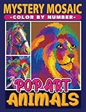 Mystery Mosaics Color By Number Pop Art Animals: Dazzling Animals in Pixel Art, Color Quest Coloring Book for Adults and Kids