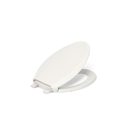 KOHLER 4636-RL-96 Cachet ReadyLatch Elongated Toilet Seat Slow Close Soft Close, Toilet Seat Quiet Lid, Contoured Grip-Tight Bumpers Installation Hardware, Apartment Essentials, Biscuit