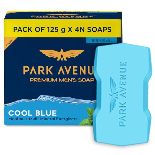 Premium Men’s Soaps for Bath – Cool Blue | 125g (Pack of 4) | Menthol & Mineral Energizer | Grade 1 Soap | For All Skin Types