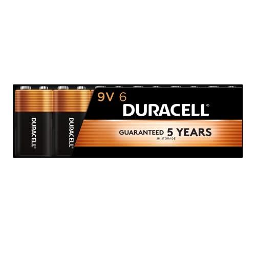 Duracell Coppertop 9V Battery, 6 Count (Pack of 1), 9 Volt Battery with Long-lasting Power, All-Purpose Alkaline 9V Battery for Household and Office Devices